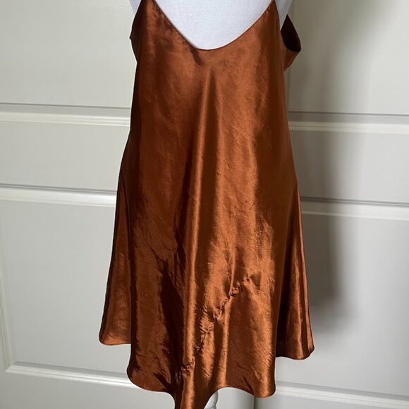 Inner Most Brown Satin Spaghetti Strap Nightgown Slip Dress Size Medium - Picture 7 of 10